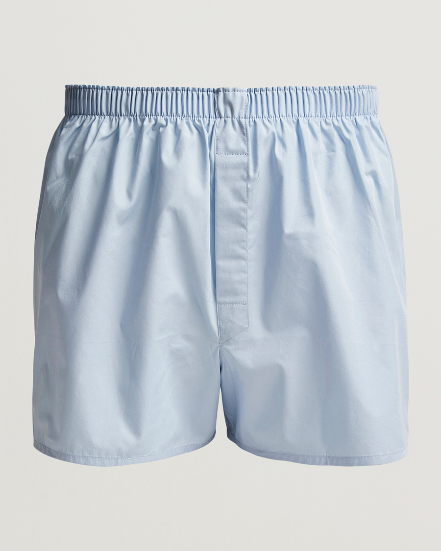 Sunspel Classic Woven Cotton Boxer Shorts Plain Blue Bei Careofcarl De