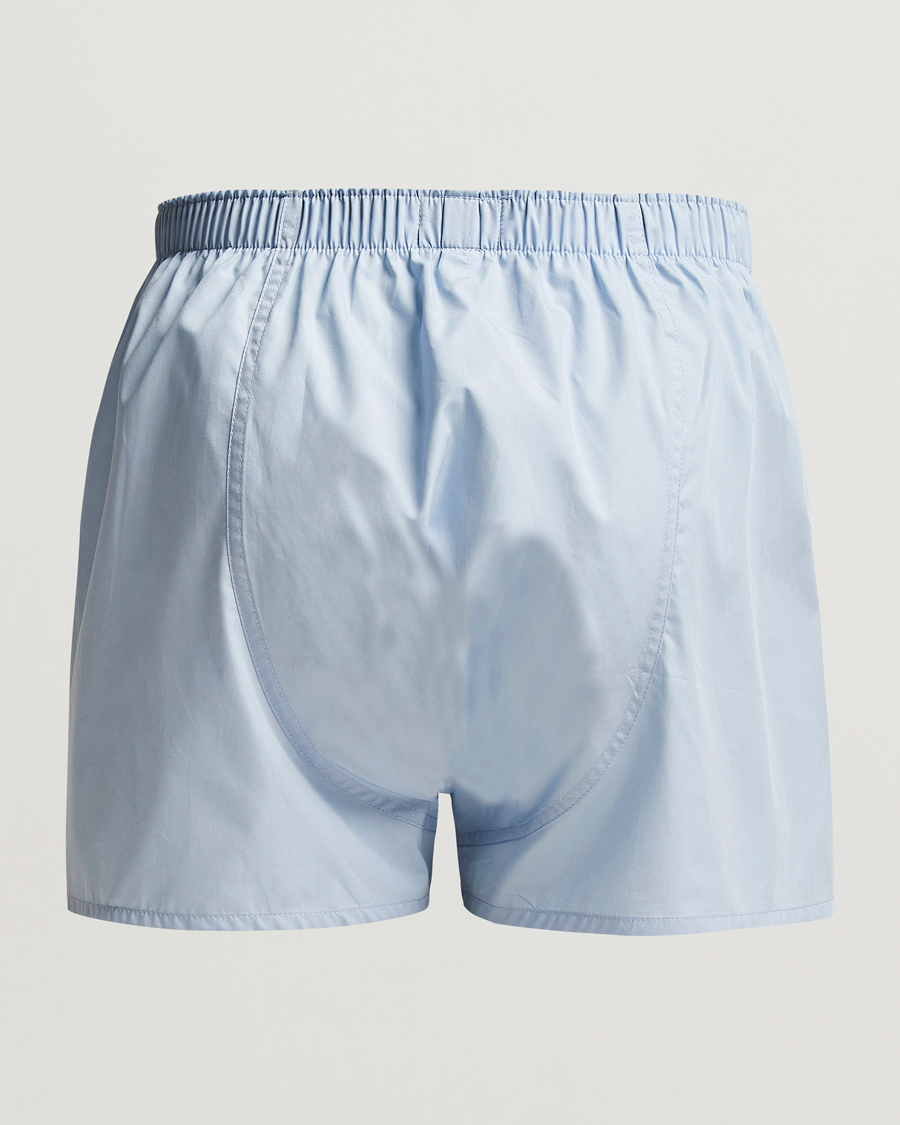 Men | Underwear | Sunspel | Classic Woven Cotton Boxer Shorts Plain Blue