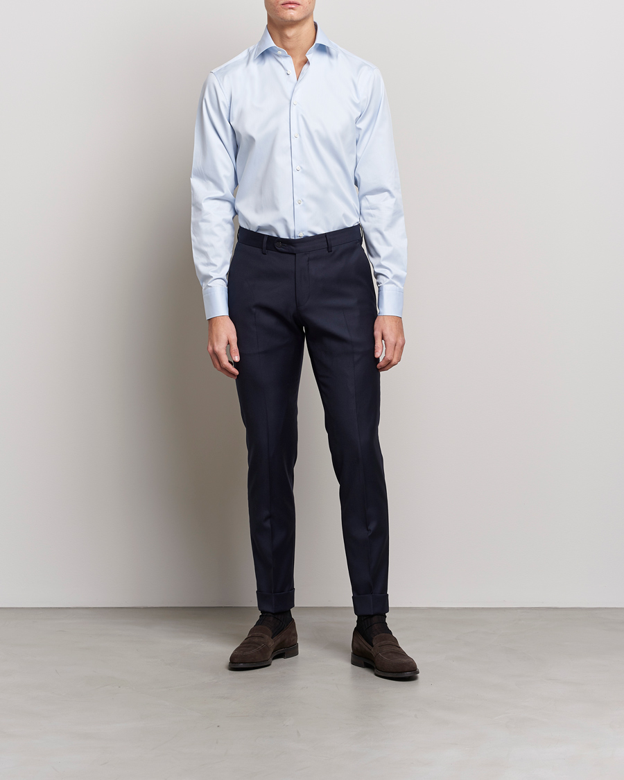 Men | Business Shirts | Stenströms | Fitted Body Shirt Blue