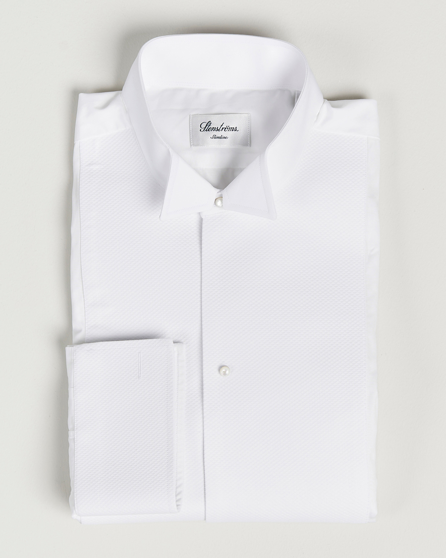 Herren | Hemden | Stenströms | Slimline Astoria Stand Up Collar Evening Shirt White