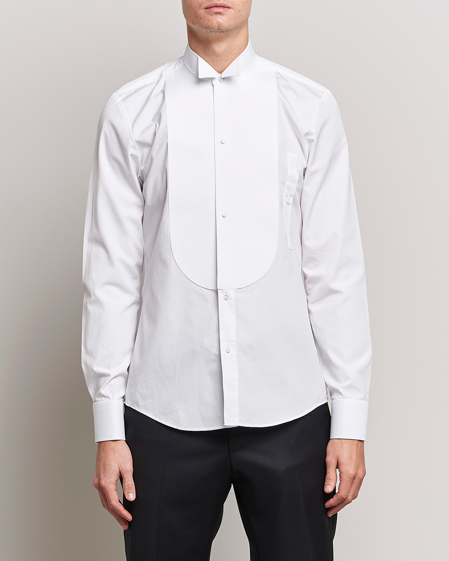 Herren | Formelle Hemden | Stenströms | Slimline Astoria Stand Up Collar Evening Shirt White