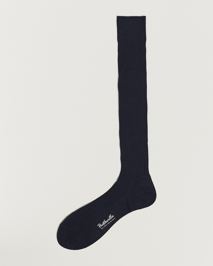 Herren | Kniestrümpfe | Pantherella | Vale Cotton Long Socks Navy