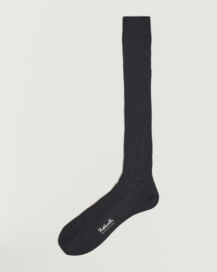 Herren |  | Pantherella | Vale Cotton Long Socks Dark Grey