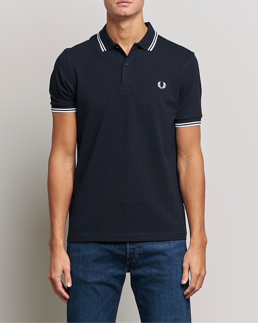 Herren | Kurzarm-Poloshirts | Fred Perry | Twin Tipped Polo Shirt Navy/White