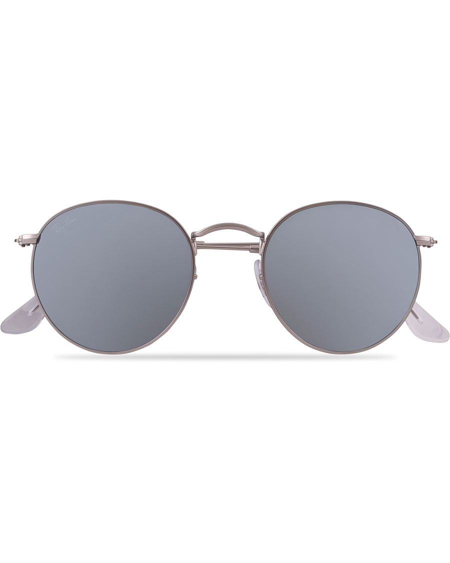 Herren | Ray-Ban 0RB3447 Round Sunglasses Matte Silver/Silver Mirror | Ray-Ban | 0RB3447 Round Sunglasses Matte Silver/Silver Mirror