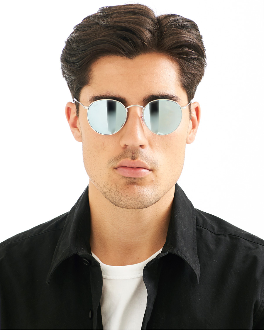 Herren | Ray-Ban 0RB3447 Round Sunglasses Matte Silver/Silver Mirror | Ray-Ban | 0RB3447 Round Sunglasses Matte Silver/Silver Mirror