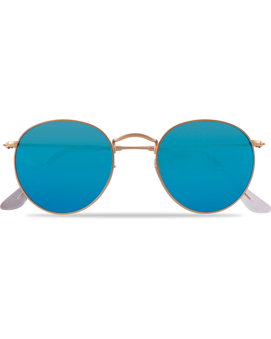 Herren | Ray-Ban 0RB3447 Polarized Round Sunglasses Matte Gold/Blue Mirror | Ray-Ban | 0RB3447 Polarized Round Sunglasses Matte Gold/Blue Mirror
