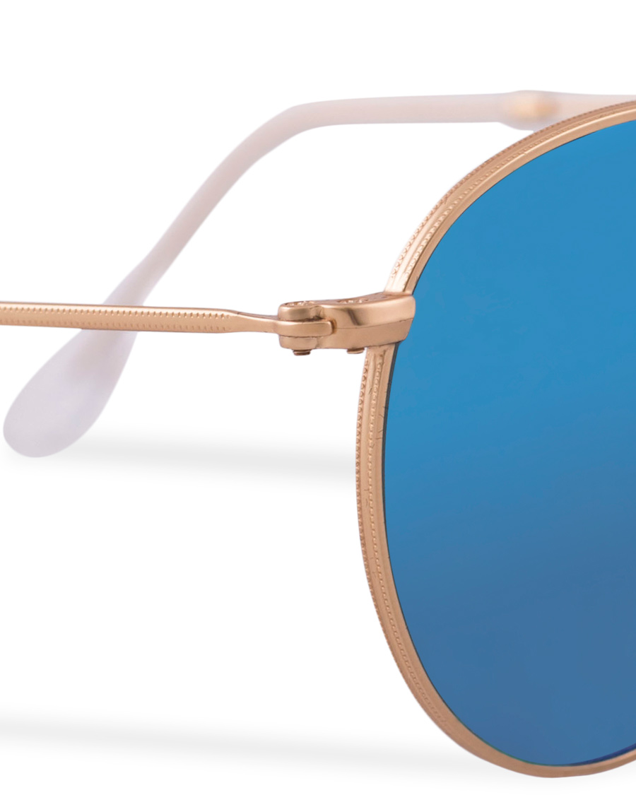 Herren | Ray-Ban 0RB3447 Polarized Round Sunglasses Matte Gold/Blue Mirror | Ray-Ban | 0RB3447 Polarized Round Sunglasses Matte Gold/Blue Mirror