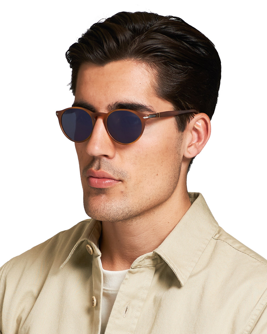 Herren | Persol 0PO3092SM Round Sunglasses Terra Di Siena/Blue Mirror | Persol | 0PO3092SM Round Sunglasses Terra Di Siena/Blue Mirror