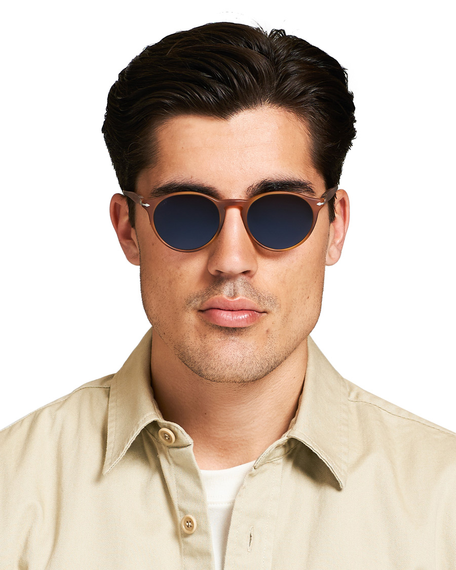 Herren | Persol 0PO3092SM Round Sunglasses Terra Di Siena/Blue Mirror | Persol | 0PO3092SM Round Sunglasses Terra Di Siena/Blue Mirror