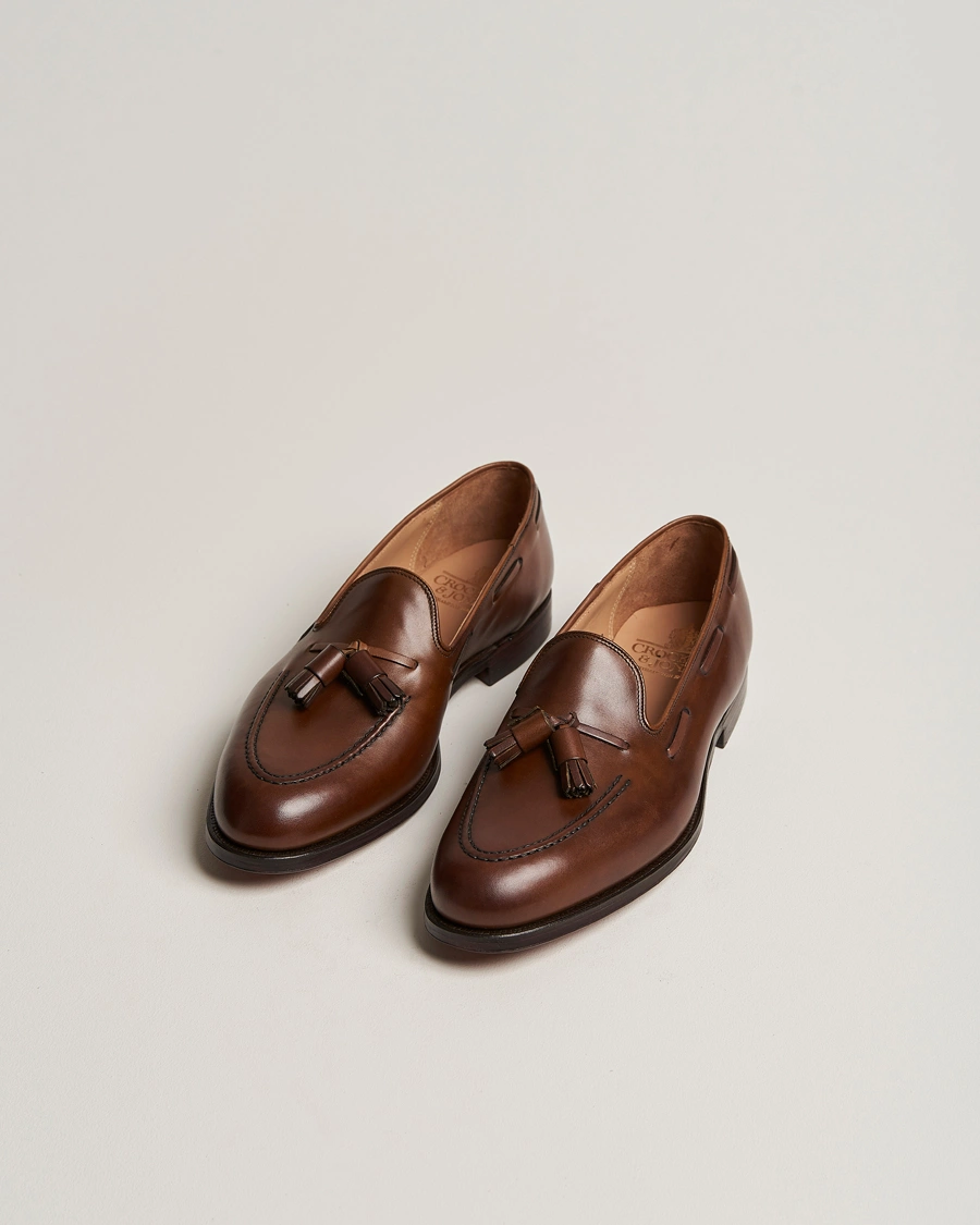 Herren | Handgefertigte Schuhe | Crockett & Jones | Cavendish Tassel Loafer Dark Brown Calf