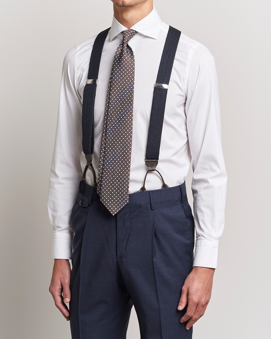 Herren | Hosenträger | Albert Thurston | Herringbone Braces 40mm Dark Blue