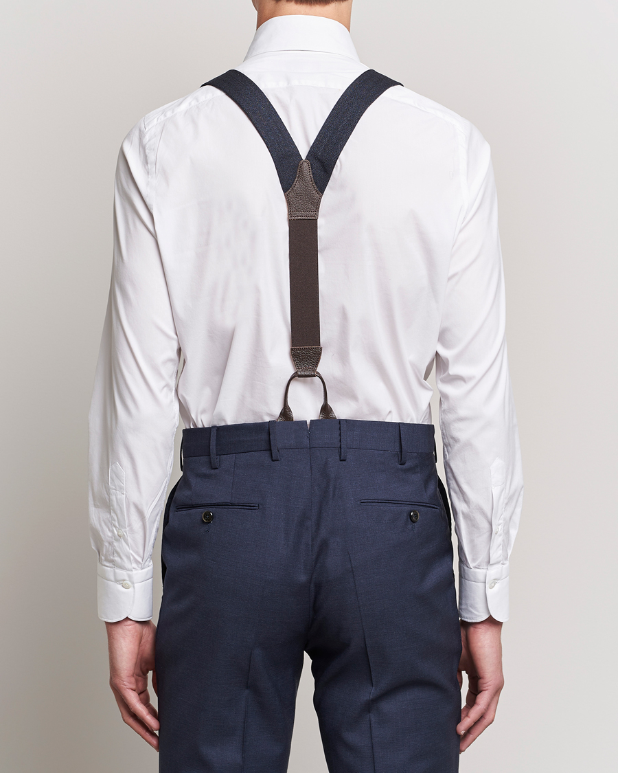 Herren | Albert Thurston Herringbone Braces 40mm Dark Blue | Albert Thurston | Herringbone Braces 40mm Dark Blue