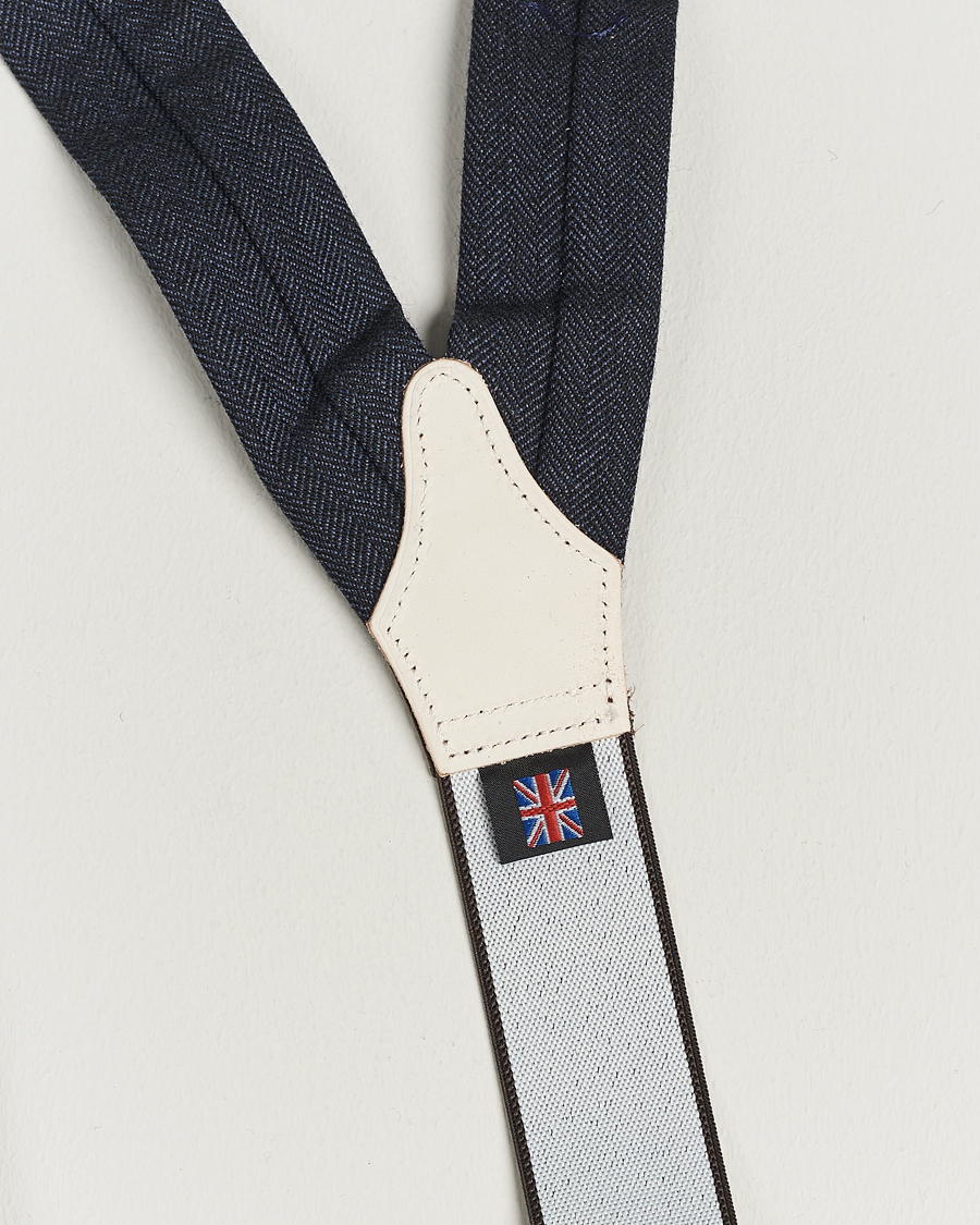 Herren | Albert Thurston Herringbone Braces 40mm Dark Blue | Albert Thurston | Herringbone Braces 40mm Dark Blue