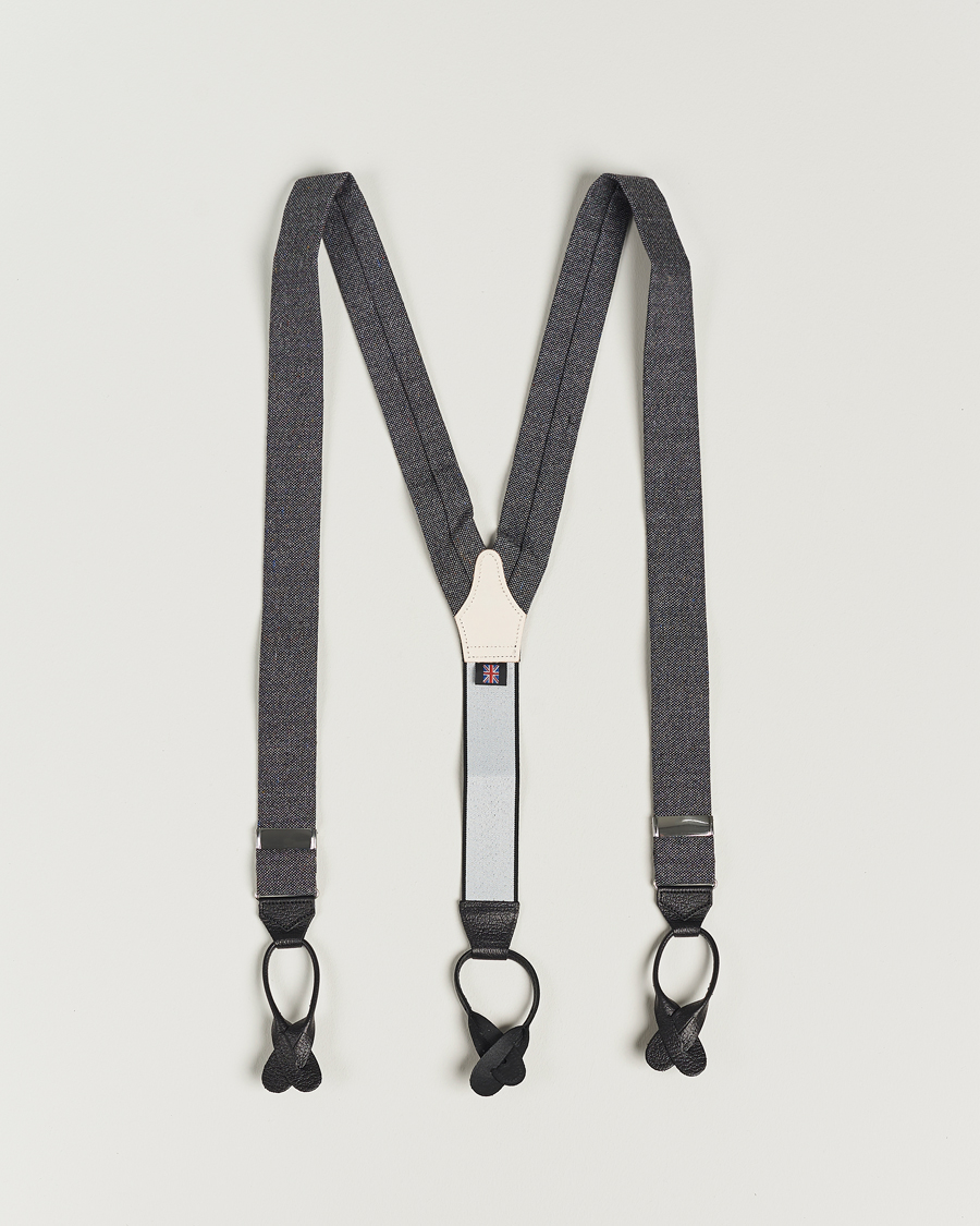 Herren | Albert Thurston Donegal Tweed Braces 40mm Dark Grey | Albert Thurston | Donegal Tweed Braces 40mm Dark Grey