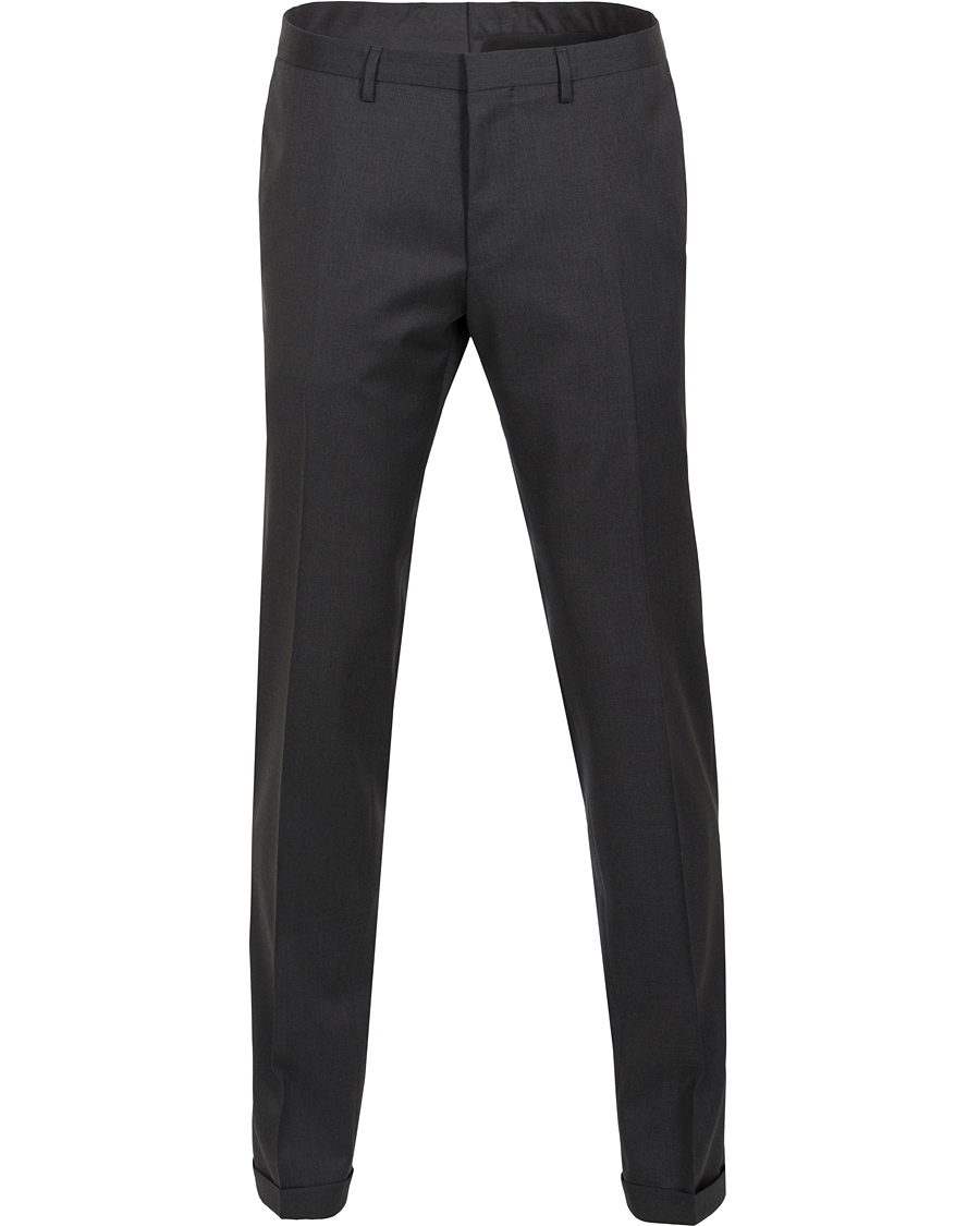 Herren | Hosen | BOSS BLACK | BOSS Wave Slim Fit Wool Trousers Charcoal