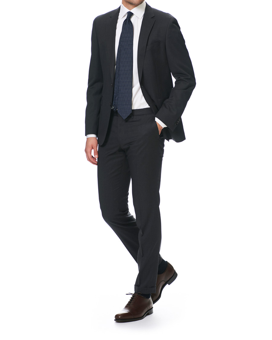 Herren | Hosen | BOSS BLACK | BOSS Wave Slim Fit Wool Trousers Charcoal