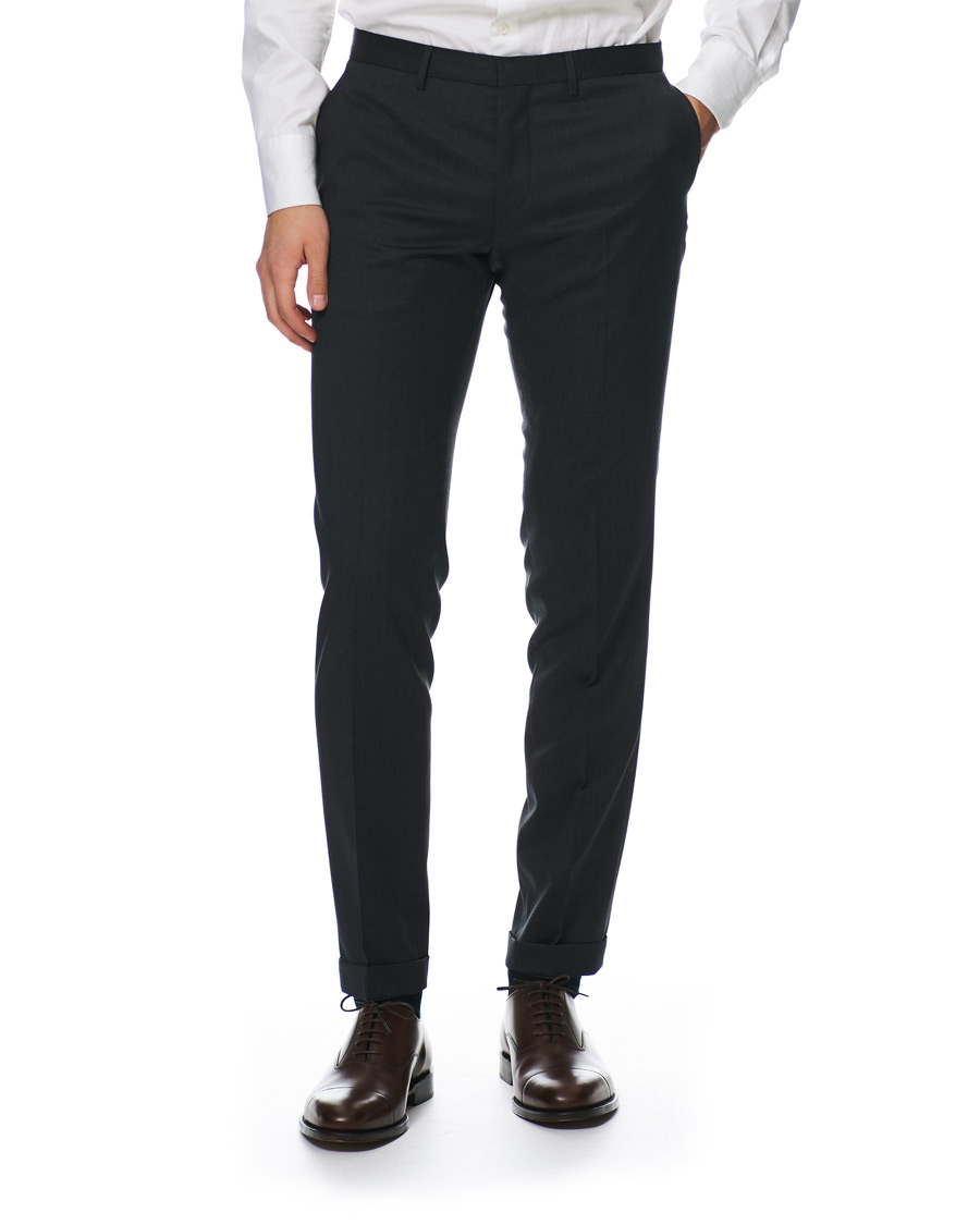 Herren | Hosen | BOSS BLACK | BOSS Wave Slim Fit Wool Trousers Charcoal