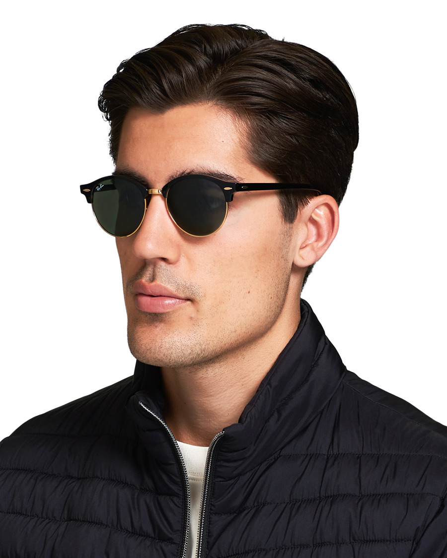 Herren | Ray-Ban 0RB4246 Clubround Sunglasses Black/Green | Ray-Ban | 0RB4246 Clubround Sunglasses Black/Green