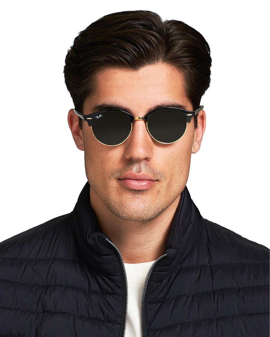 Herren | Ray-Ban 0RB4246 Clubround Sunglasses Black/Green | Ray-Ban | 0RB4246 Clubround Sunglasses Black/Green