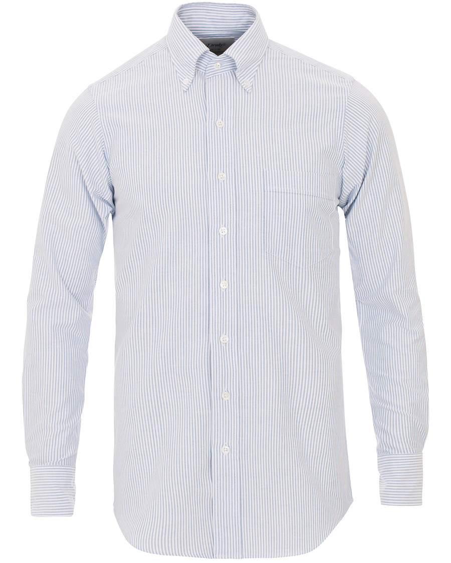 Herren | Hemden | Drake's | Slim Fit Oxford BD Stripe Shirt Blue
