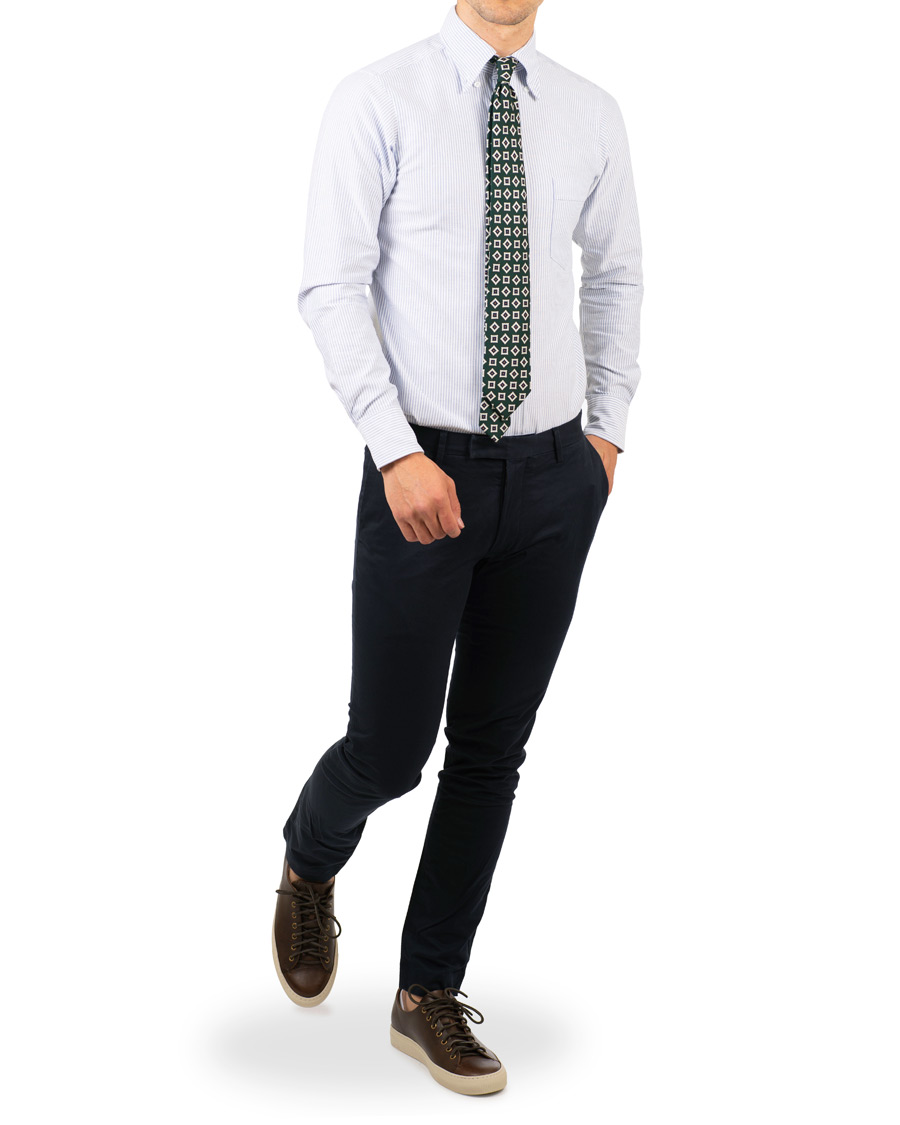 Herren | Hemden | Drake's | Slim Fit Oxford BD Stripe Shirt Blue