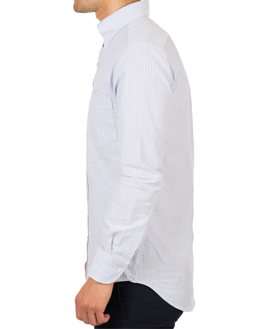 Herren | Hemden | Drake's | Slim Fit Oxford BD Stripe Shirt Blue