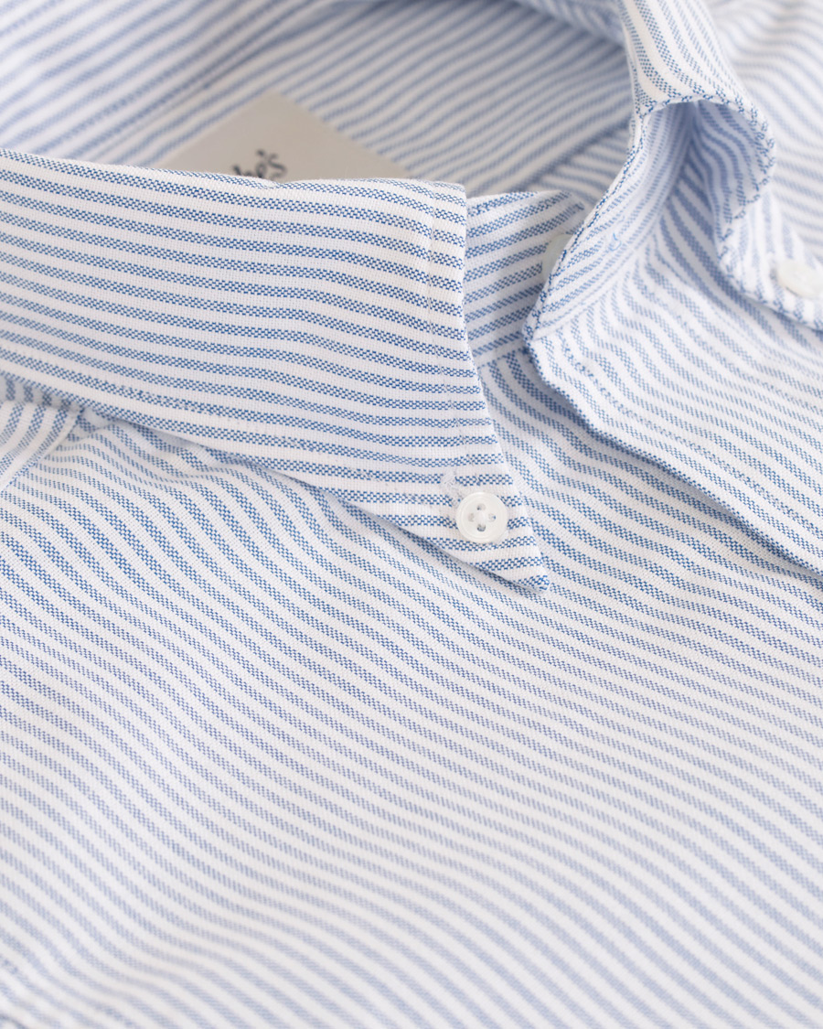 Herren | Hemden | Drake's | Slim Fit Oxford BD Stripe Shirt Blue