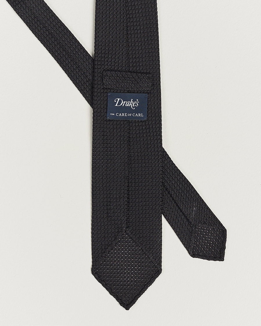 Herren | Krawatten | Drake's | Silk Grenadine Handrolled 8 cm Tie Black
