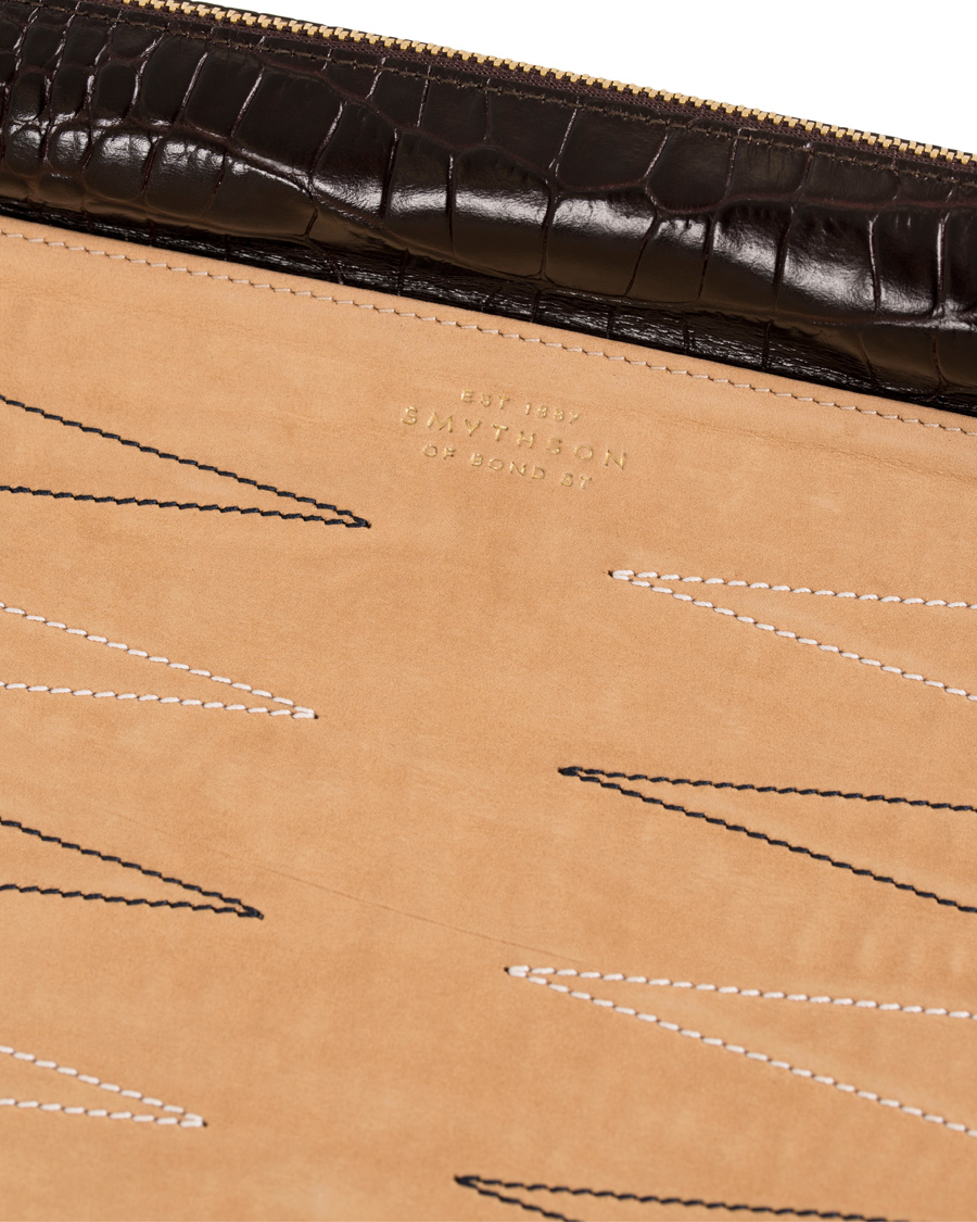 Herren | Smythson Brown Mara Travel Backgammon Roll Brown Printed Calf | Smythson | Brown Mara Travel Backgammon Roll Brown Printed Calf