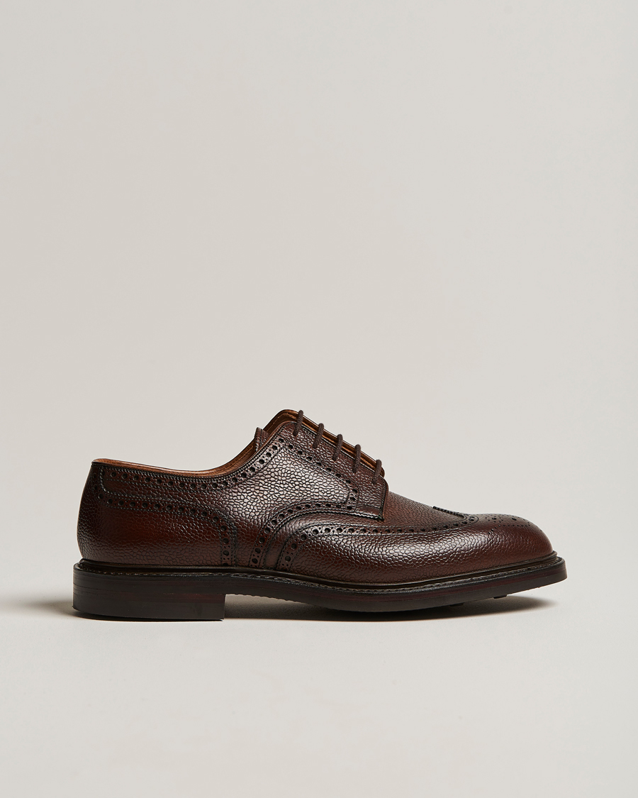 Herren | Brogue | Crockett & Jones | Pembroke Derbys Dark Brown Grained Calf