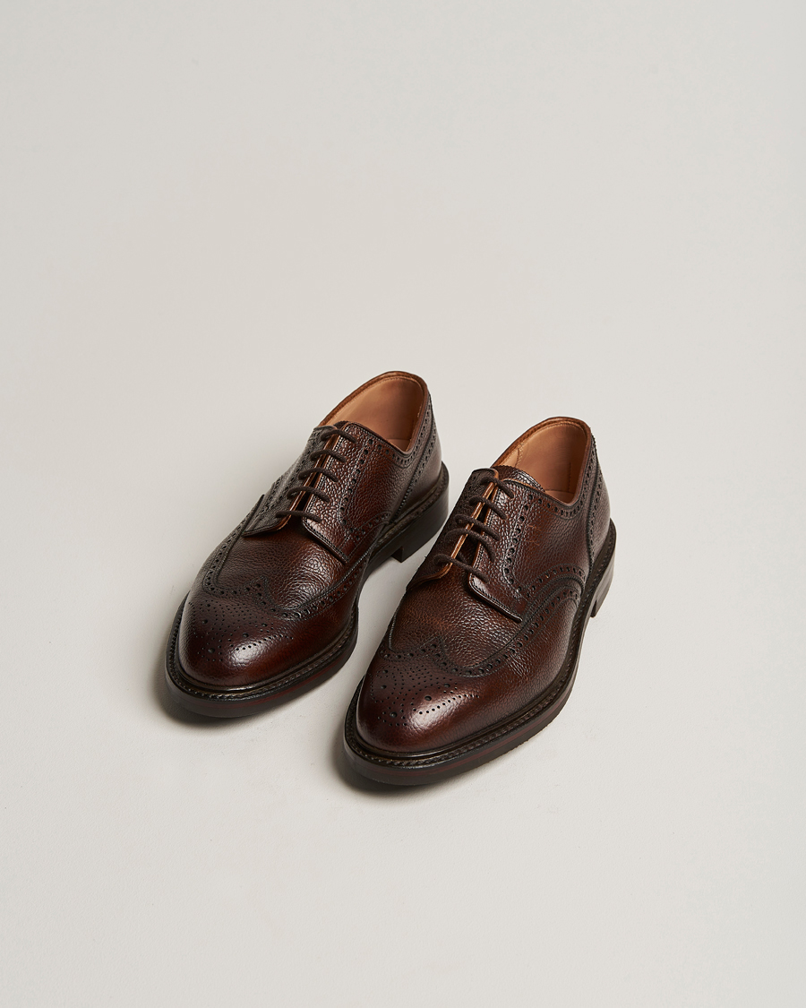 Herren | Brogue | Crockett & Jones | Pembroke Derbys Dark Brown Grained Calf