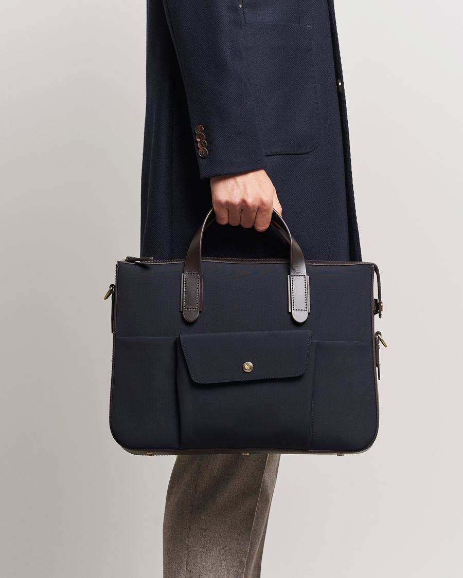 Herren | Taschen | Mismo | M/S Canvas Briefcase Navy/Dark Brown