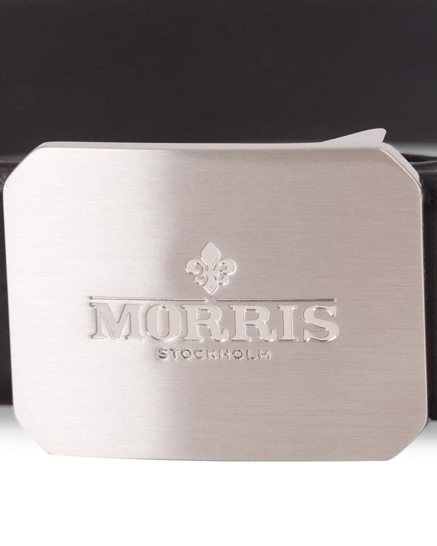Herren | Morris Plated Logo Leather 3,5 cm Belt Black | Morris | Plated Logo Leather 3,5 cm Belt Black