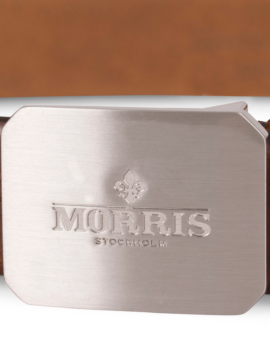 Herren | Morris Plated Logo Leather 3,5 cm Belt Mid Brown | Morris | Plated Logo Leather 3,5 cm Belt Mid Brown