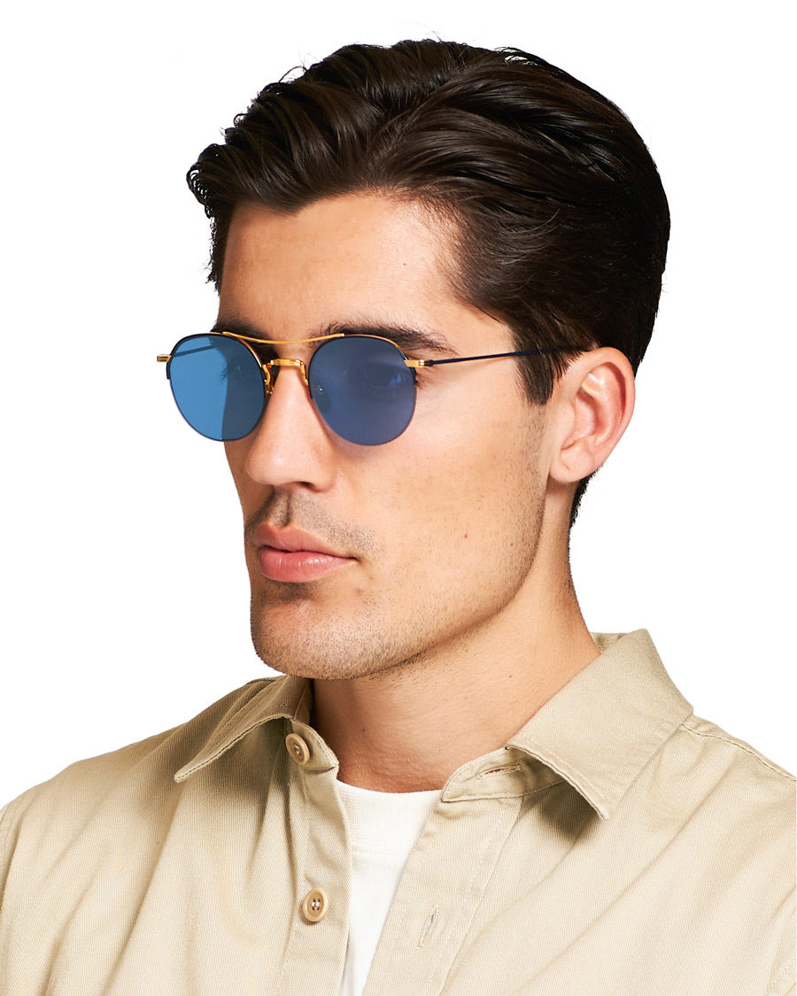 Herren | Thom Browne TB-903 Sunglasses 18 Carat Gold/Navy | Thom Browne | TB-903 Sunglasses 18 Carat Gold/Navy