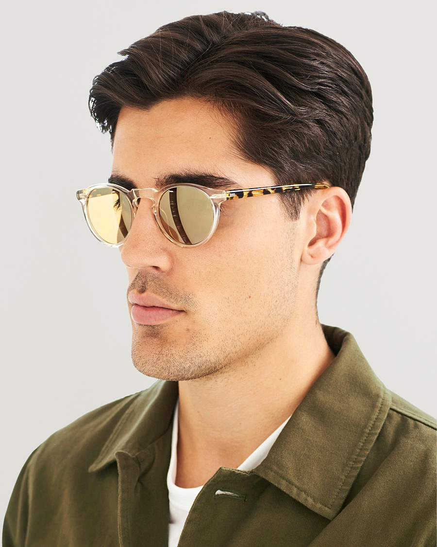 Herr | Runda solglasögon | Oliver Peoples | Gregory Peck Sunglasses Honey/Gold Mirror