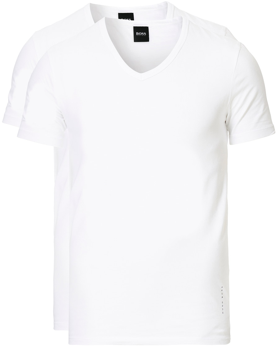 Herren | T-Shirts | BOSS BLACK | BOSS 2-Pack V-Neck Slim Fit Tee White