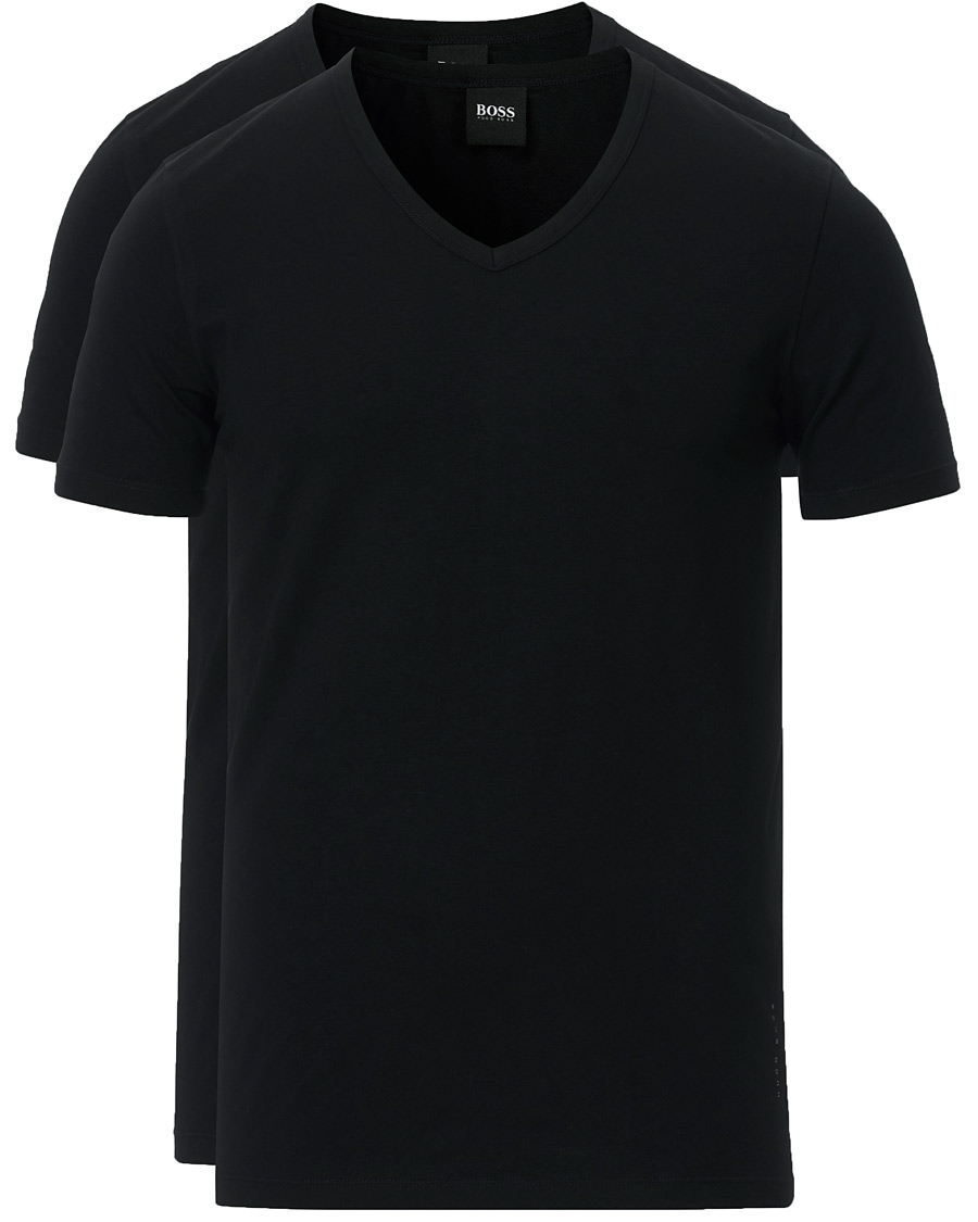 Herren | T-Shirts | BOSS BLACK | BOSS 2-Pack V-Neck Slim Fit Tee Black