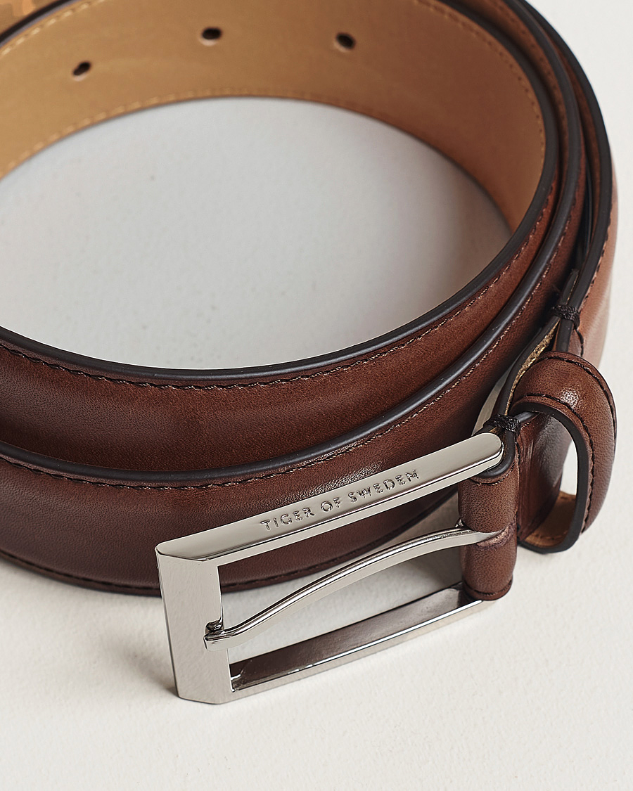 Herren | Business & Beyond | Tiger of Sweden | Helmi Leather 3,5 cm Belt Brown