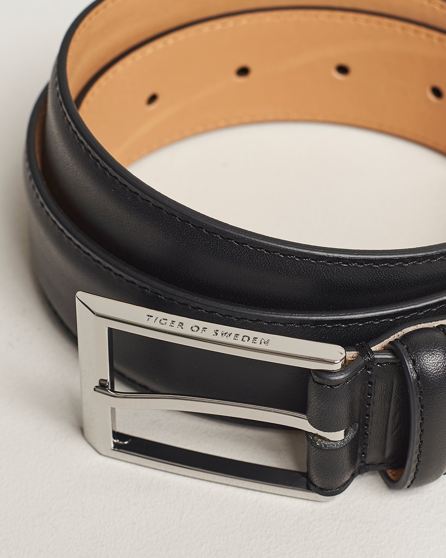 Men |  | Tiger of Sweden | Helmi Leather 3,5 cm Belt Black