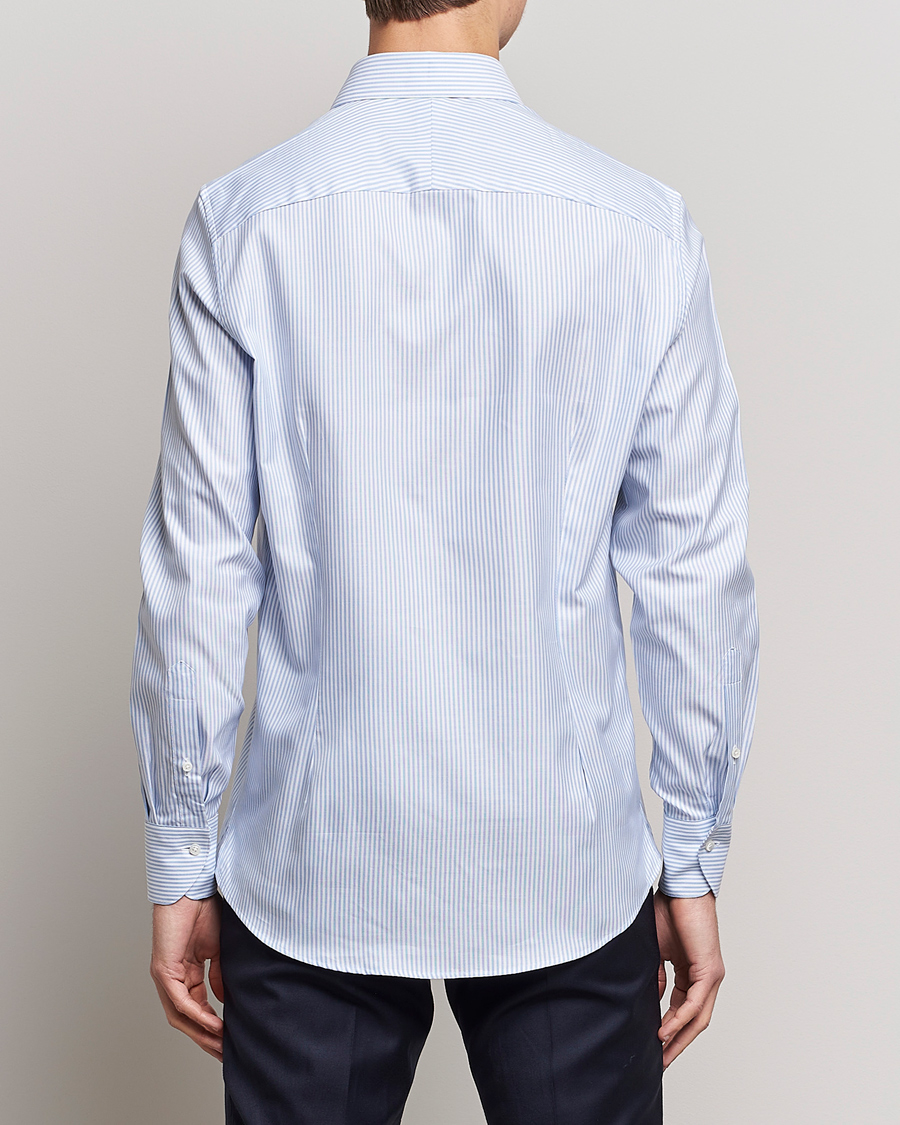 Herren | Hemden | Stenströms | 1899 Slimline Supima Cotton Striped Shirt White/Blue