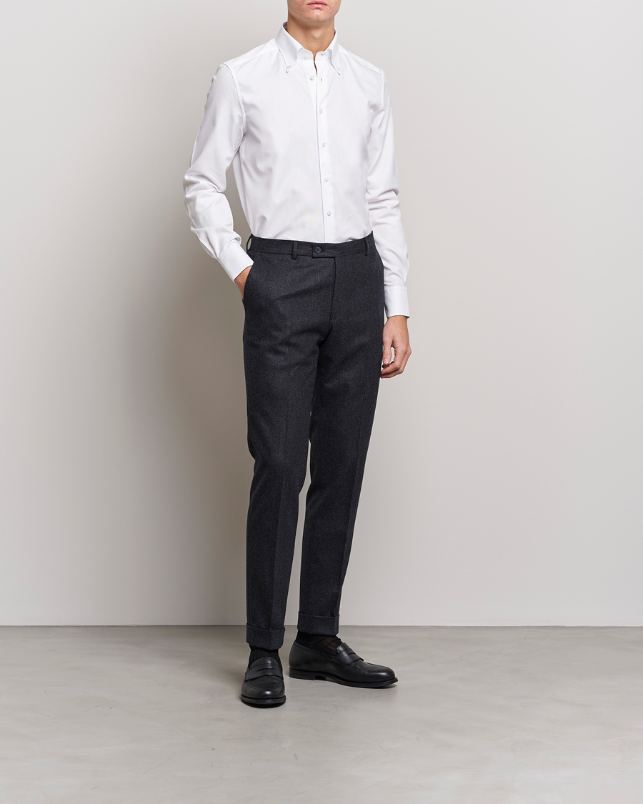 Herren | Businesshemden | Stenströms | 1899 Slimline Supima Cotton Structure Shirt White