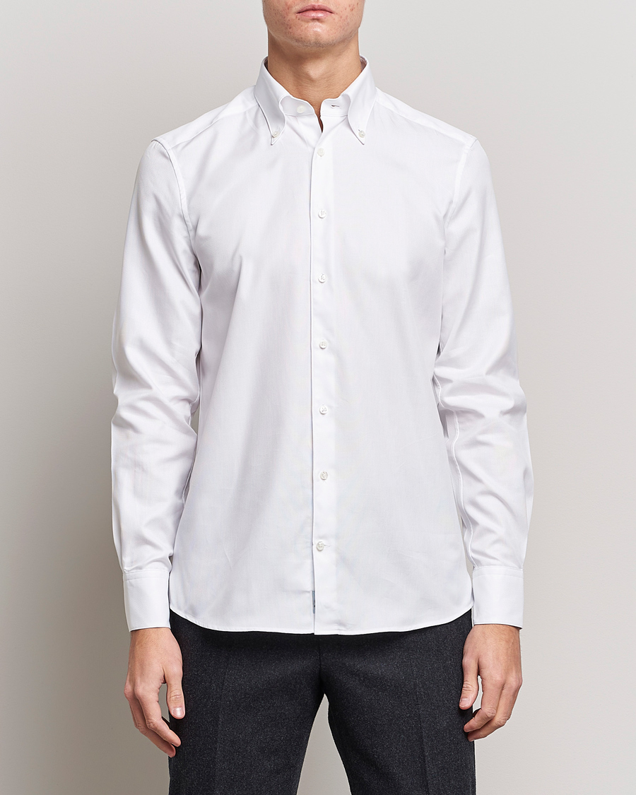 Herren | Hemden | Stenströms | 1899 Slimline Supima Cotton Structure Shirt White