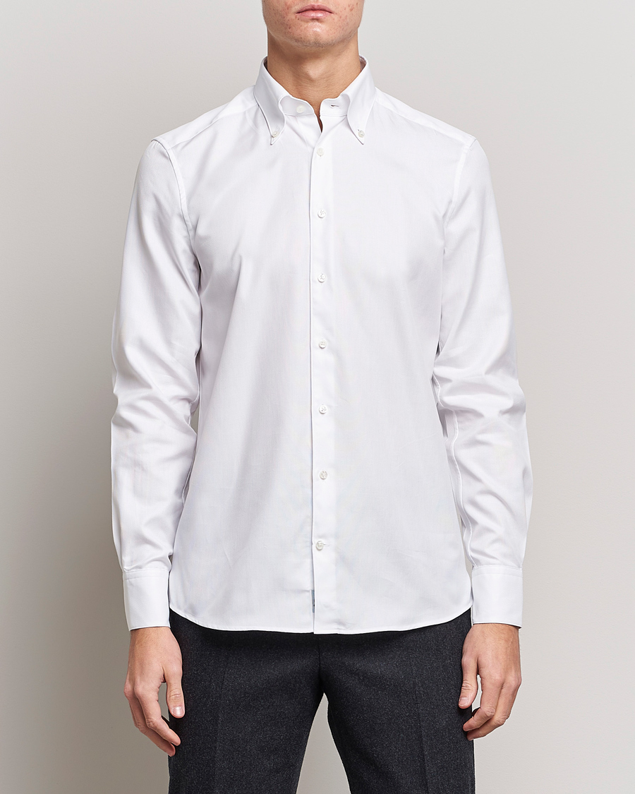 Herren | Businesshemden | Stenströms | 1899 Slimline Supima Cotton Structure Shirt White