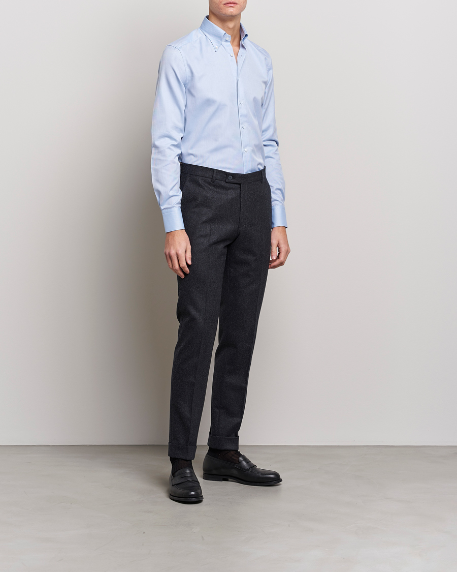Herren | Hemden | Stenströms | 1899 Slimline Supima Cotton Structure Shirt Blue