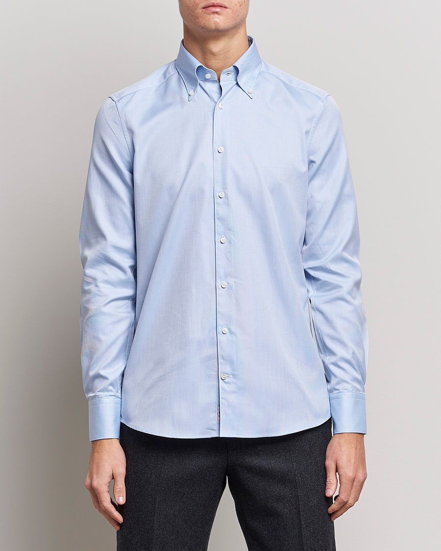 Herren | Formelle Hemden | Stenströms | 1899 Slimline Supima Cotton Structure Shirt Blue