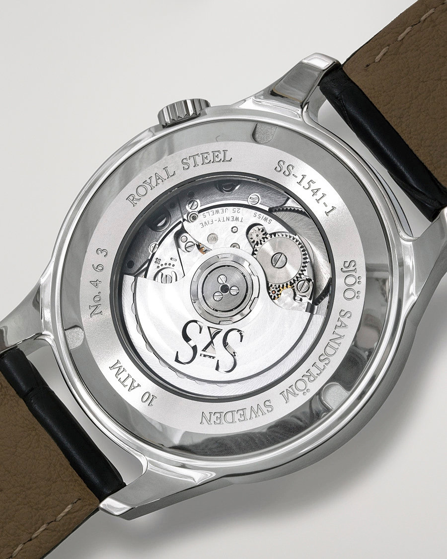 Herren | Sjöö Sandström Royal Steel Classic 41mm Black and Black Alligator | Sjöö Sandström | Royal Steel Classic 41mm Black and Black Alligator