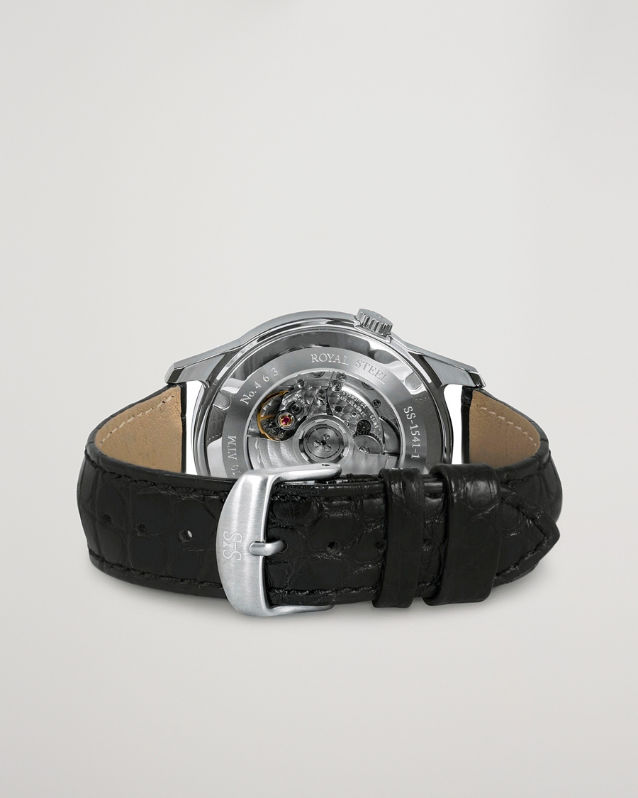 Herren | Sjöö Sandström Royal Steel Classic 41mm Black and Black Alligator | Sjöö Sandström | Royal Steel Classic 41mm Black and Black Alligator