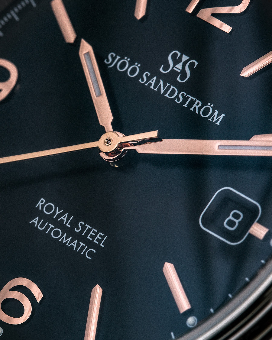 Herren | Sjöö Sandström Royal Steel Classic 41mm Black and Black Alligator | Sjöö Sandström | Royal Steel Classic 41mm Black and Black Alligator
